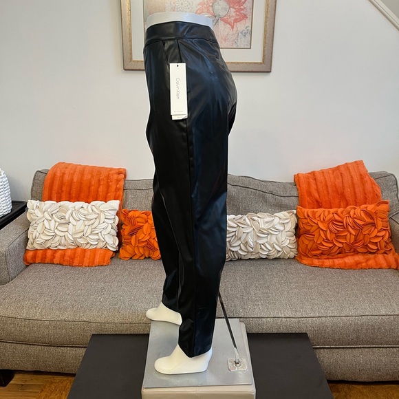 ❣️🆕Calvin Klein Black Faux Leather Slim Leg Suit Pants❣️ - Picture 6 of 11